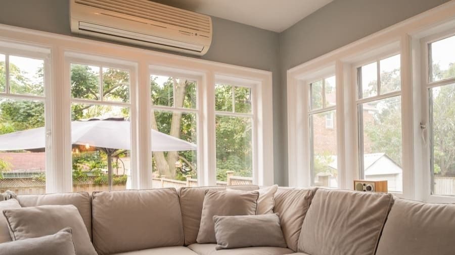 ductless mini split system in living room