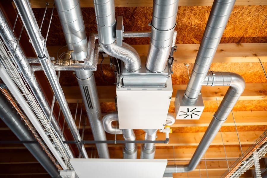 ERV System Installation with ventilation properly installed.