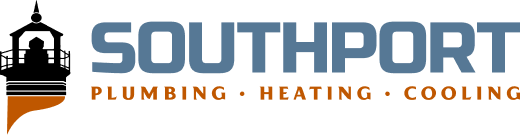 Southport logo: blue 'SOUTHPORT' with orange 'Plumbing · Heating · Cooling' tagline